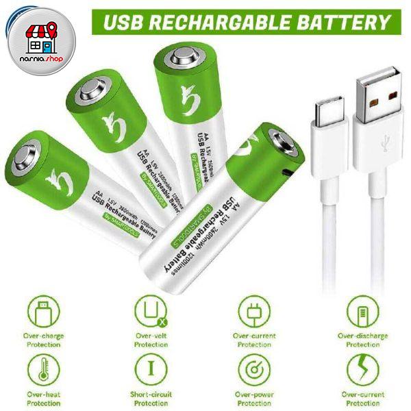 باتری شارژی نیم قلمی بسته 4 عددی