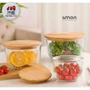 ست کاسه گرد شیار دار در چوبی 221259 لیمون