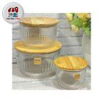 ست کاسه گرد شیار دار در چوبی 221259 لیمون