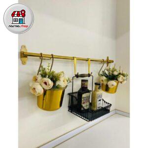 استند دو گلدان سبد هالترپ طلایی سالوت