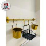 استند دو گلدان سبد هالترپ طلایی سالوت