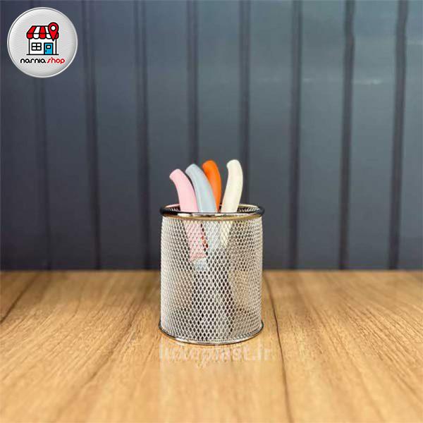جا قلمی نقره ای فلزی توری