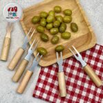 زیتون خوری 6 عددی دسته چوبی