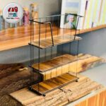 استند جا ادویه 3 طبقه فلزی کف چوبی