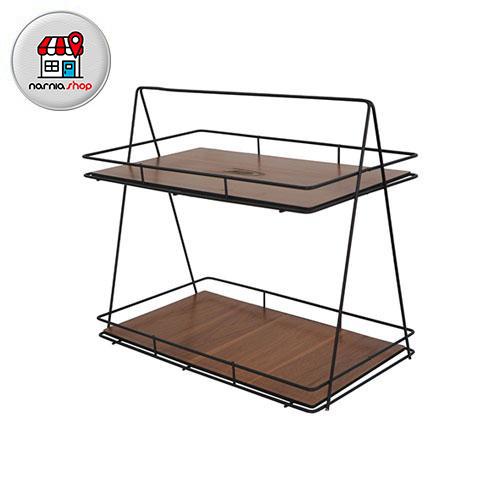 استند پذیرایی دو طبقه مستطیل کف چوبی