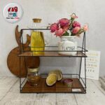 استند پذیرایی دو طبقه مستطیل کف چوبی