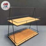 استند پذیرایی دو طبقه مستطیل کف چوبی