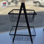 جای سیب زمینی و پیاز 2 طبقه دسته چوبی مربع 6150