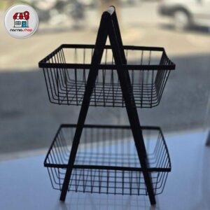 جای سیب زمینی و پیاز 2 طبقه دسته چوبی مربع 6150