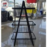 جای سیب زمینی و پیاز 3 طبقه دسته چوبی مربع 6140