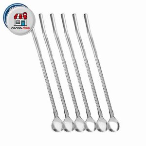 قاشق نی دار 6 عددی مارپیچ نقره ای