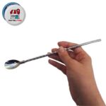 قاشق نی دار 6 عددی مارپیچ نقره ای