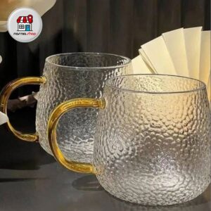 لیوان پیرکس برفی دسته طلایی