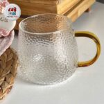 لیوان پیرکس برفی دسته طلایی